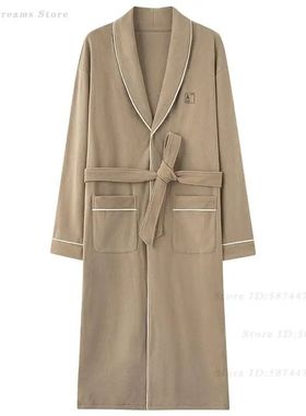 Men's Plus Size Velvet Robe Sleepwear Autumn Winter Long Sle