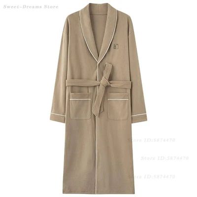 Men's Plus Size Velvet Robe Sleepwear Autumn Winter Long Sle