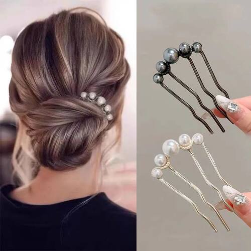 Korean U Shaped Pearl Hairpins Hair Clips for Women Elegant