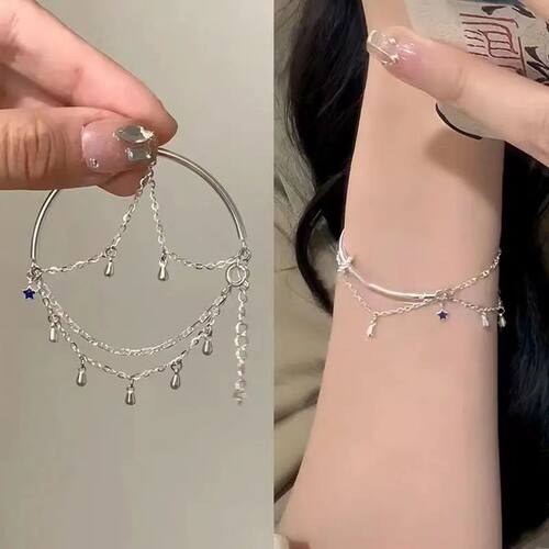 Y2K Double Layer Splicing Chain Water Drop Bracelet for Wome
