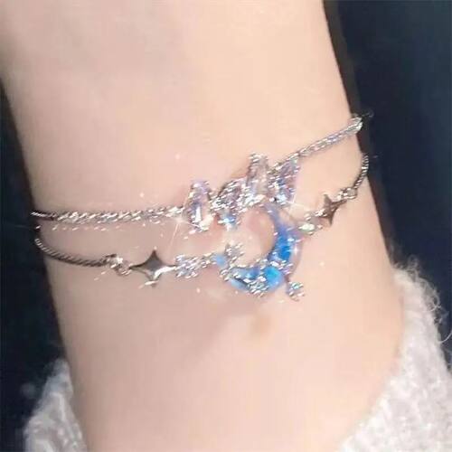 Fashion Exquisite Blue Crystal Moon Star Bracelet & Bangle f