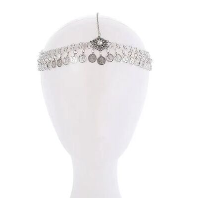 Vintage Diamond Embedded Forehead Chain Tassel Gold Silver W