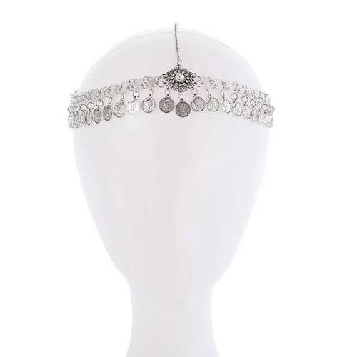 Vintage Diamond Embedded Forehead Chain Tassel Gold Silver W