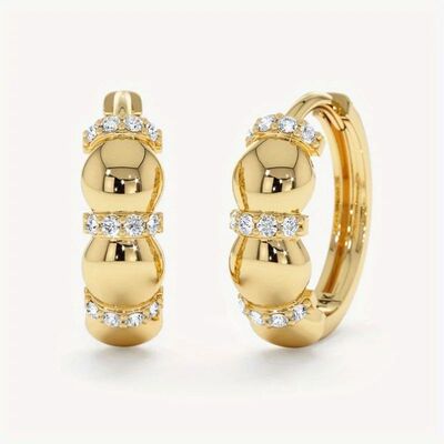 Classic Gold Color Inlaid Cubic Zirconia Copper Hoops Women'