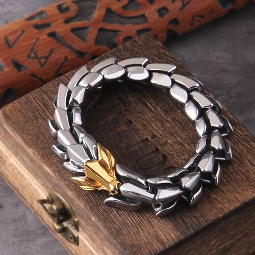 Viking Ouroboros vintage punk bracelet for men stainless ste