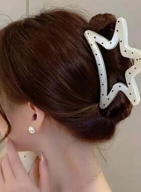 Beige Polka Dots Hair Claws for Girls Women Plastic Simple S