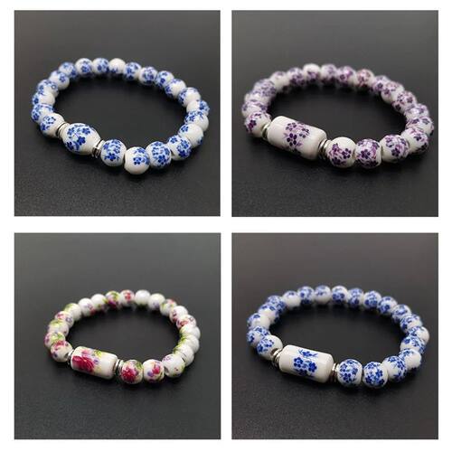 b21 Blue and White Porcelain Stch Bead Bracelet for 8MM Cera