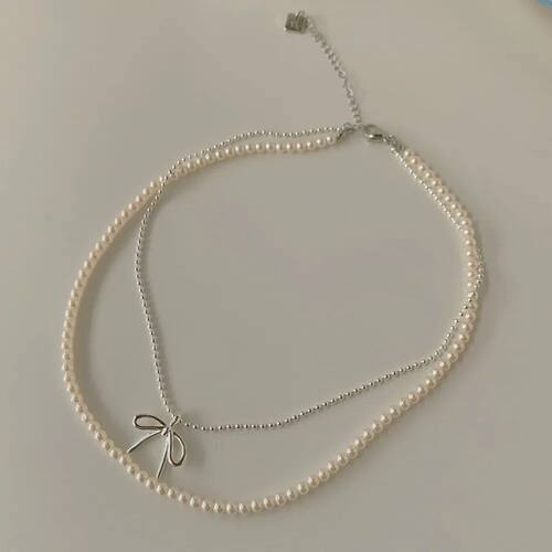 Simplicity Double Layered Round Bead Round Shape Bowknot Col
