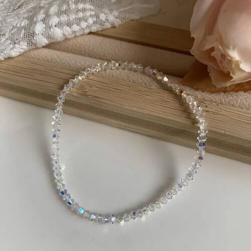 Shiny Transparent White Thin Crystal Bracelet for Women Simp
