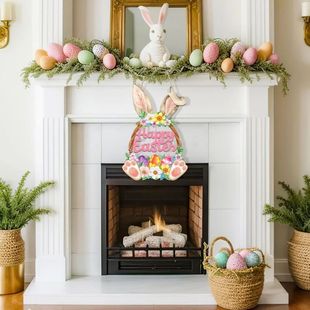 2026 Happy Easter Door Sign Creative Colorful Easter Rabbit