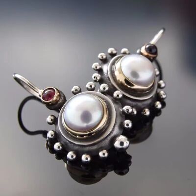 Vintage Silver Color Imitation Pearl Earrings Creative Perso