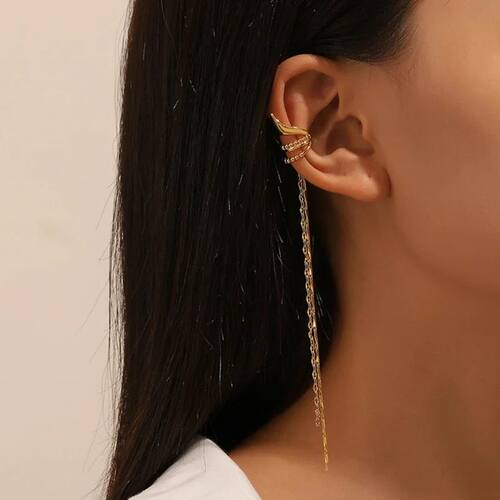 1 PC Long Tassel Gold Color Ear Cuffs Non Perforated Elf Ear