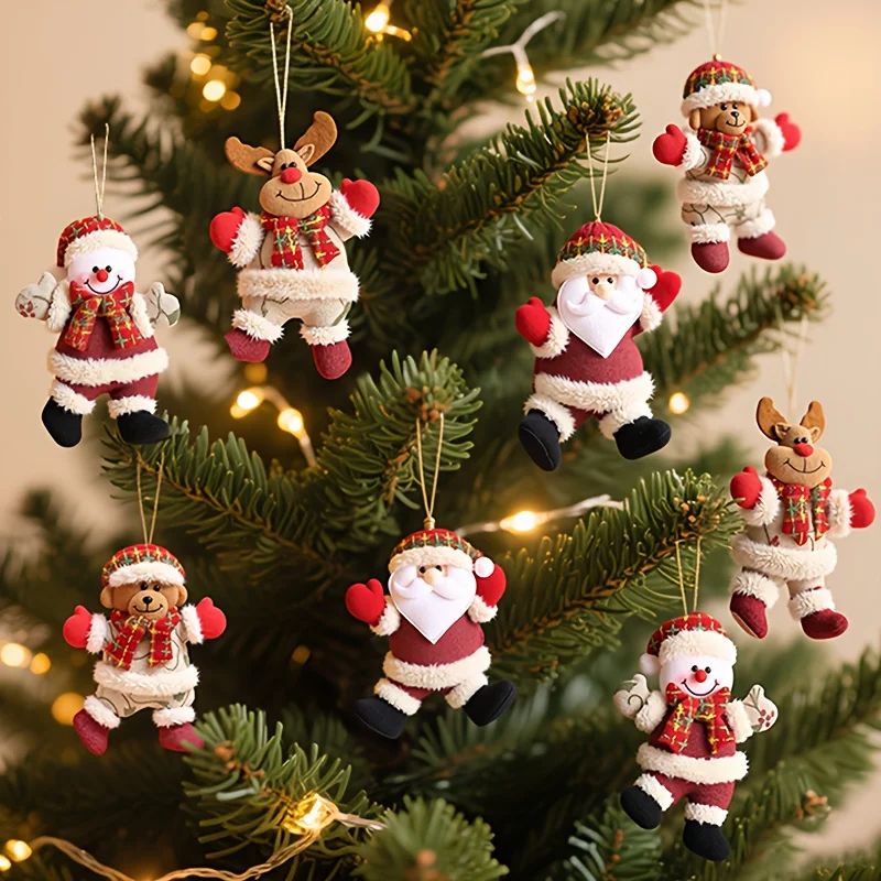 8-Piece Traditional Plush-Style Christmas e Ornament Set Han