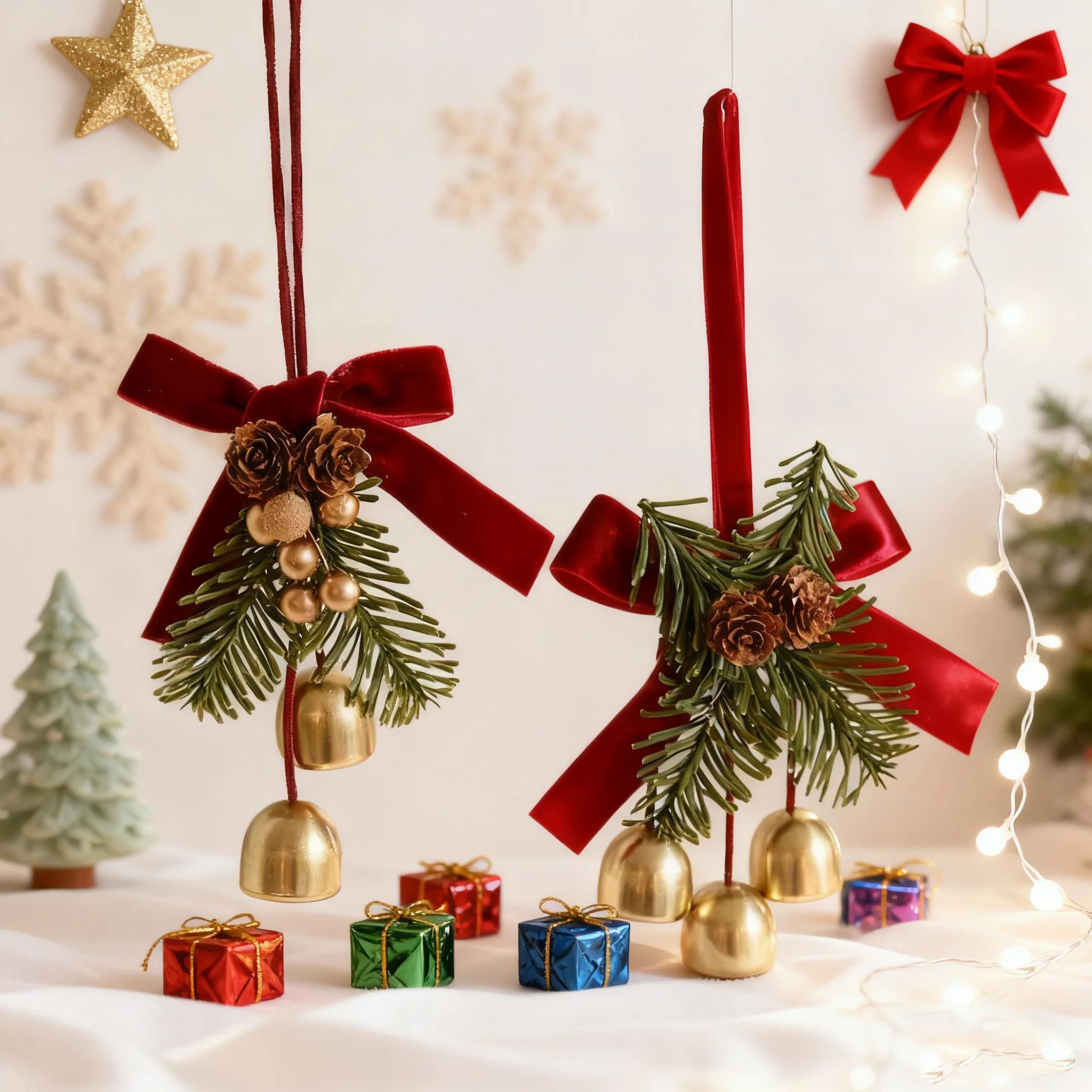 1Pcs Christmas Decoration Bow Bell Hanging Xmas e Pendant fo