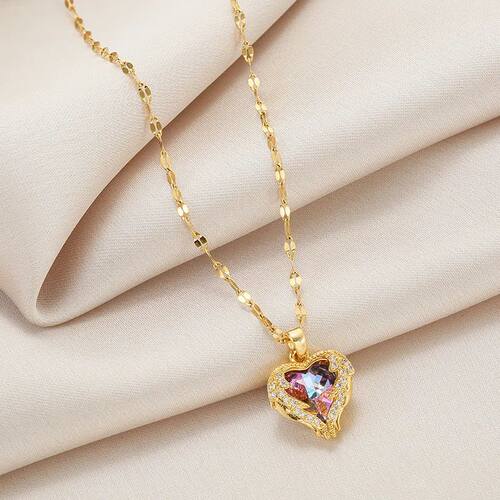 Luxury Zircon Crystal Heart Of Ocean Pendant Stainless Steel