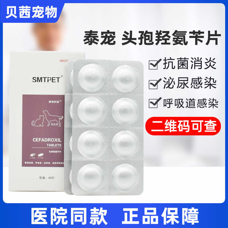 泰宠科技百炎净头孢羟氨苄片宠物犬猫咪犬伤口消炎感冒咳嗽尿路药