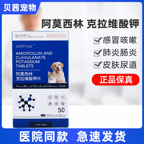 联邦金阿莫西林克拉维酸钾消炎片猫鼻支感冒咳嗽药宠物狗皮肤病