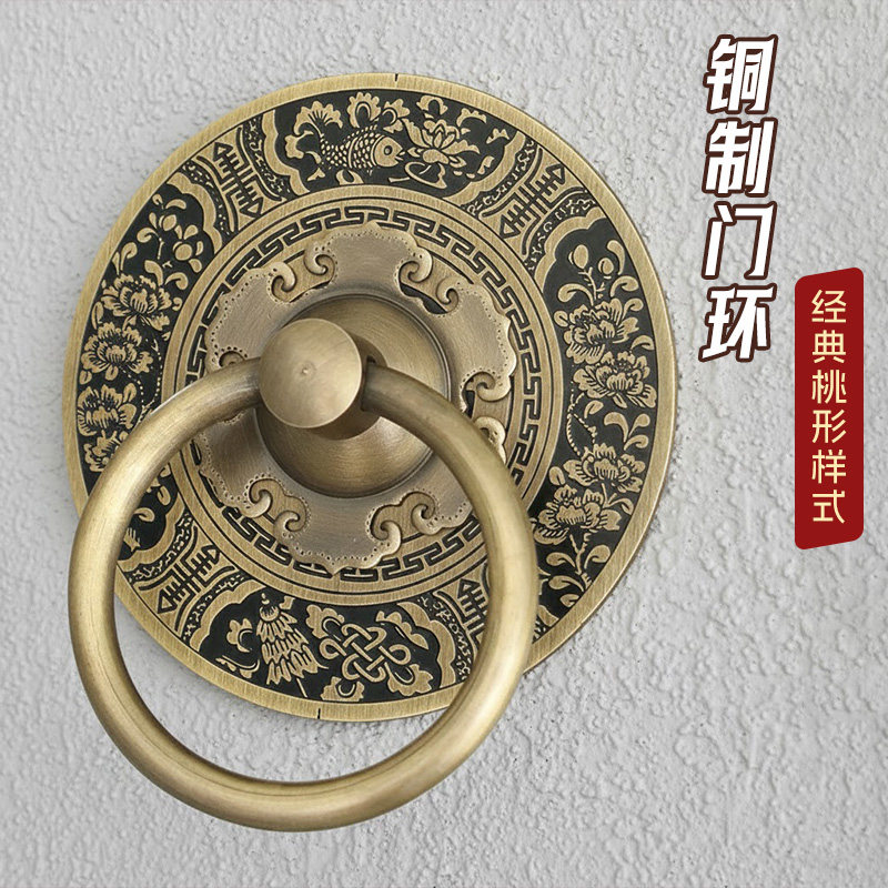 中式仿古纯铜大门拉手复古门钹拉环圆形把手狮子头兽头门环铜配件
