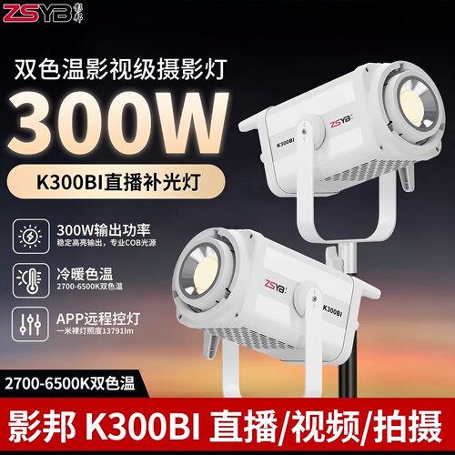 ZSYB双色温直播影室灯光常亮300W
