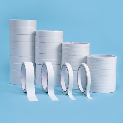 高粘度强力棉纸胶带双面胶带学生手工办公透明超薄手撕纸质胶布