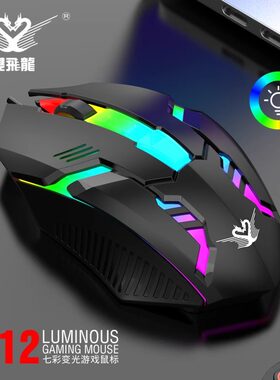 双飞龙M12台式机电脑笔记本七彩发光鼠标 电竟办公游戏USB有线鼠