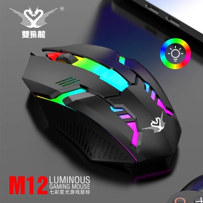 双飞龙M12台式机电脑笔记本七彩发光鼠标 电竟办公游戏USB有线鼠