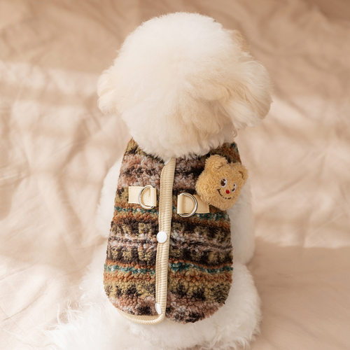 新款秋冬季狗狗衣服立体小熊开衫绒衣猫咪马甲中小型泰迪宠物衣服