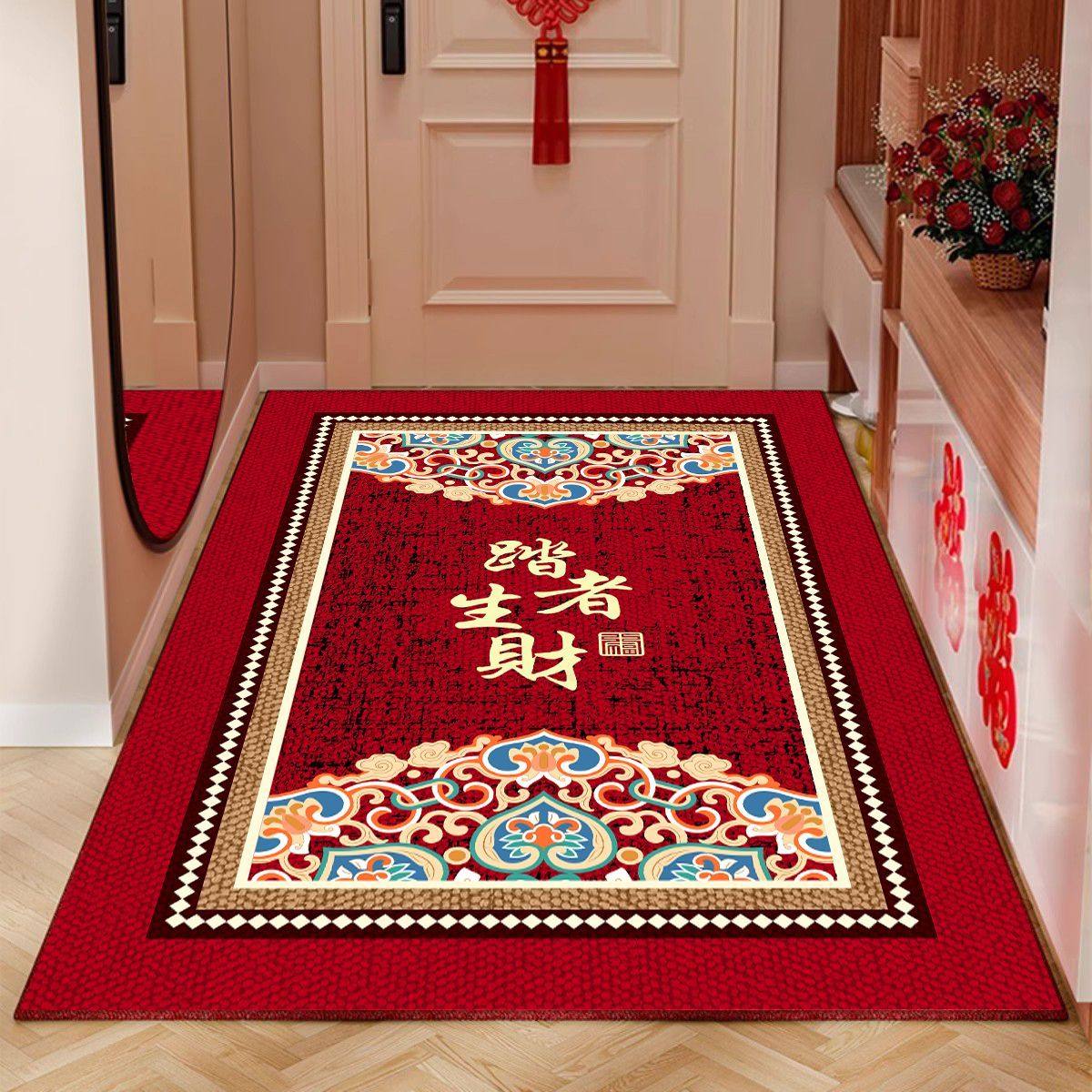 红色硅藻泥入户门地垫进门中式门口耐脏防滑脚垫喜庆玄关地毯定制,居家布艺,入户地垫,淘宝优惠券,粉丝福利购,淘宝优惠卷