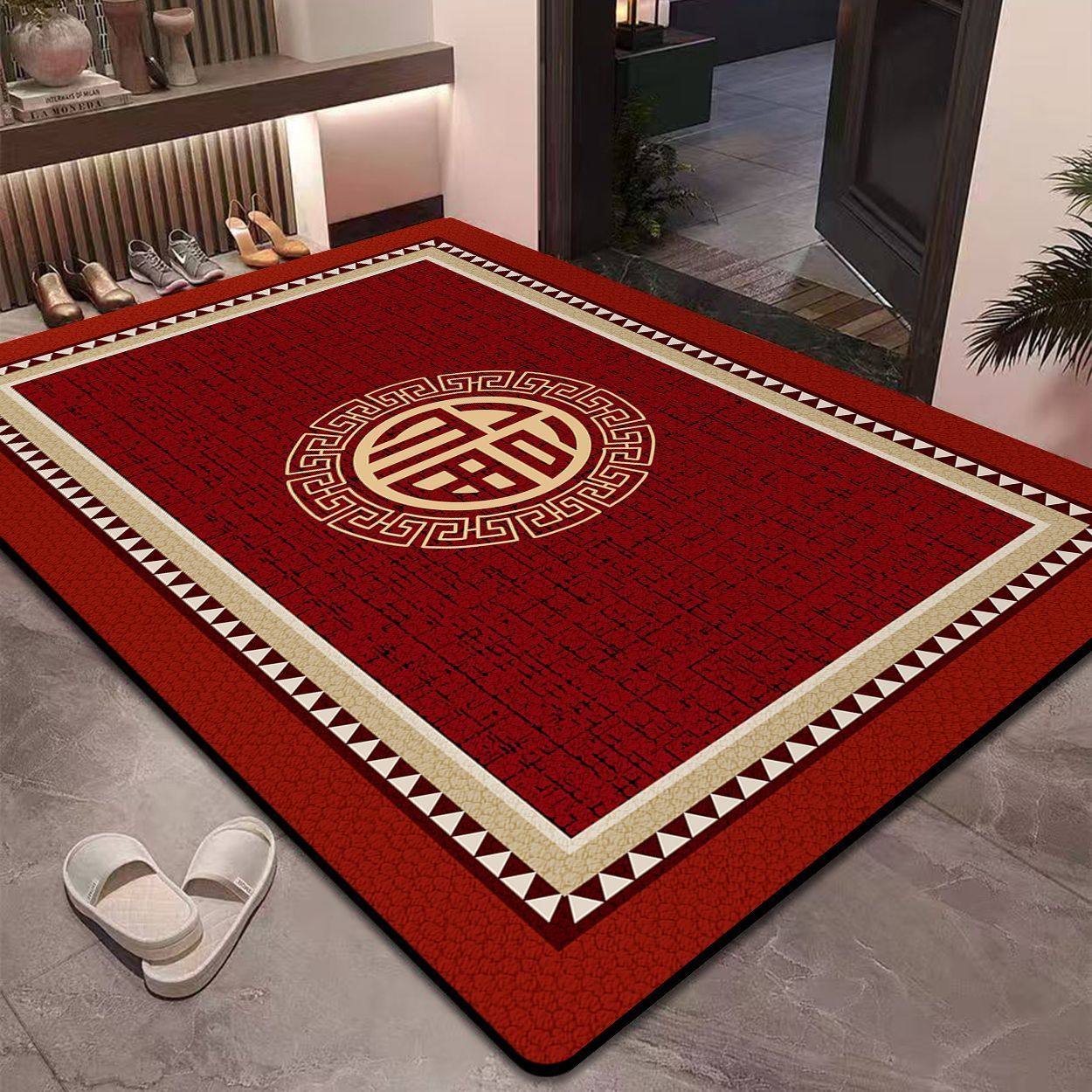 红色喜庆硅藻泥进门地垫入户门防滑耐脏门垫家用玄关门口地毯地垫,居家布艺,入户地垫,淘宝优惠券,粉丝福利购,淘宝优惠卷