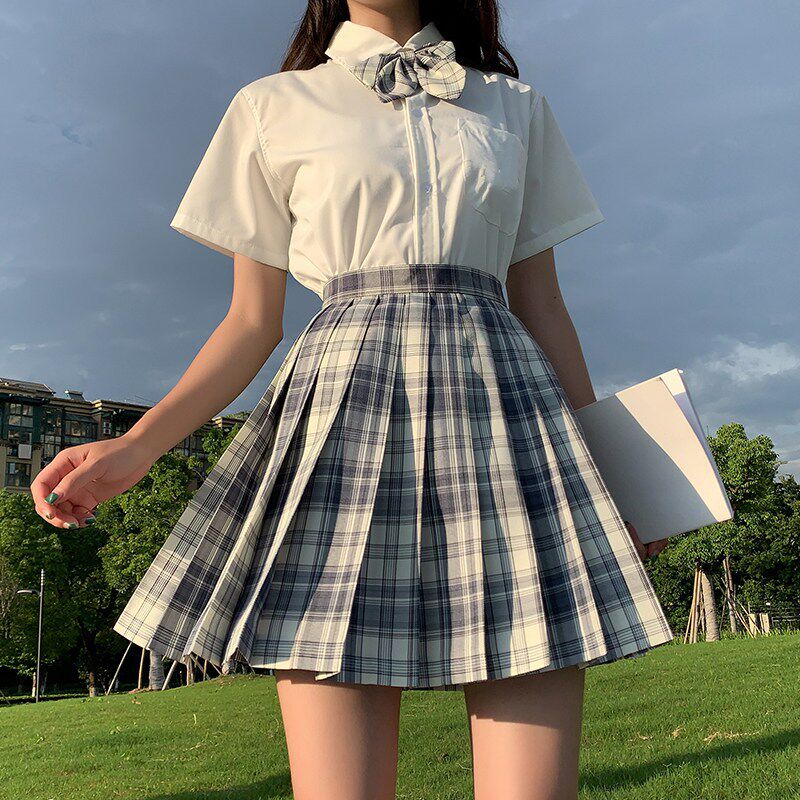 日本jk制服裙学生高腰格子日系百褶裙百折裙 温柔一刀 格裙校服裙