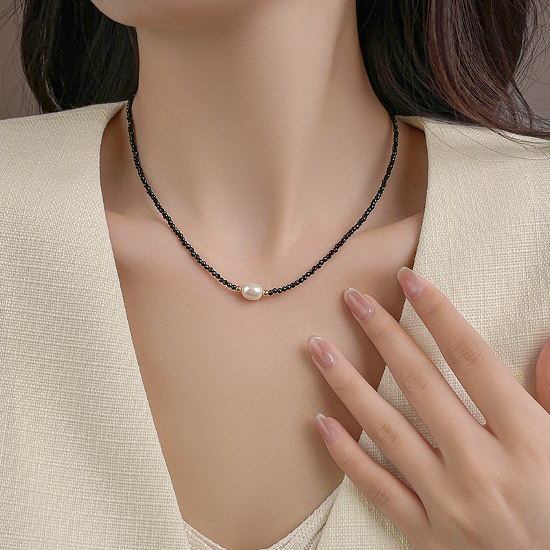 天然珍珠人造红水晶女项链