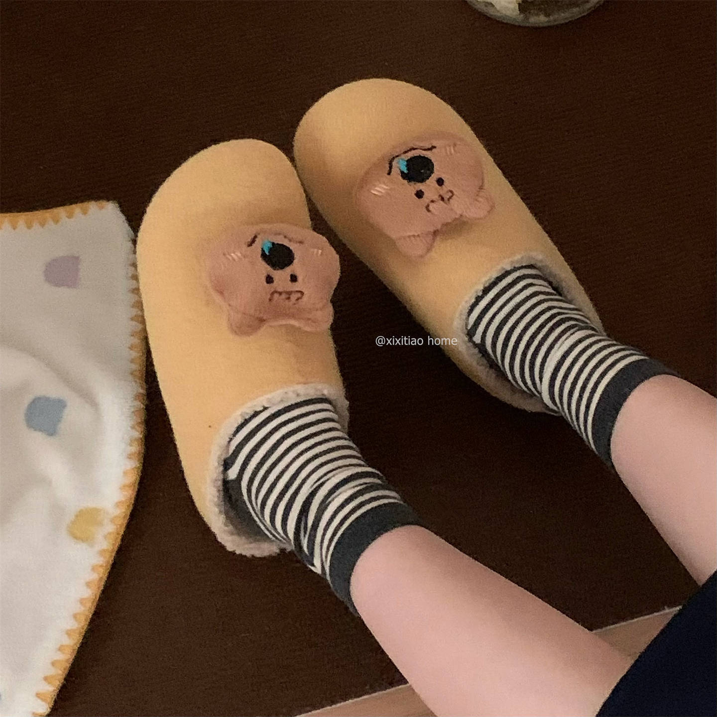 冬季ins风趣味小熊土豆鞋室内外一脚蹬保暖舒适懒人勃肯棉拖鞋女