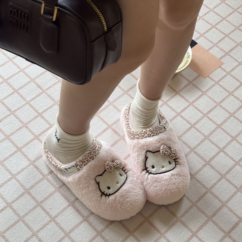 三丽鸥正版棉拖鞋女冬天室内居家毛绒拖鞋冬季加绒保暖家居毛拖鞋