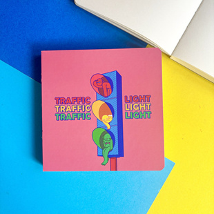 裸脊硬壳手账本 原创插图 红绿灯和细胞