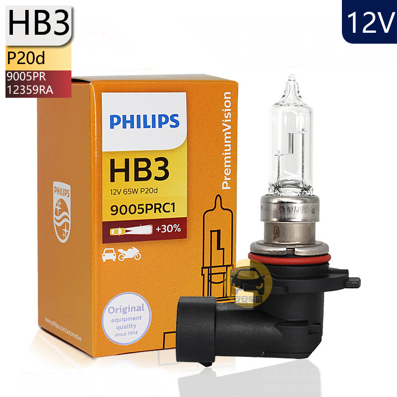 PHILIPS飞利浦HB3汽车卤素大灯12V65W 9005 12359远近光雾灯P20d 汽车零部件/养护/美容/维保 汽车灯泡 原图主图