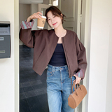 新品现货咖色条纹拼接袖口夹克外套2C139-902-P150-K228，女装短外套，2C139