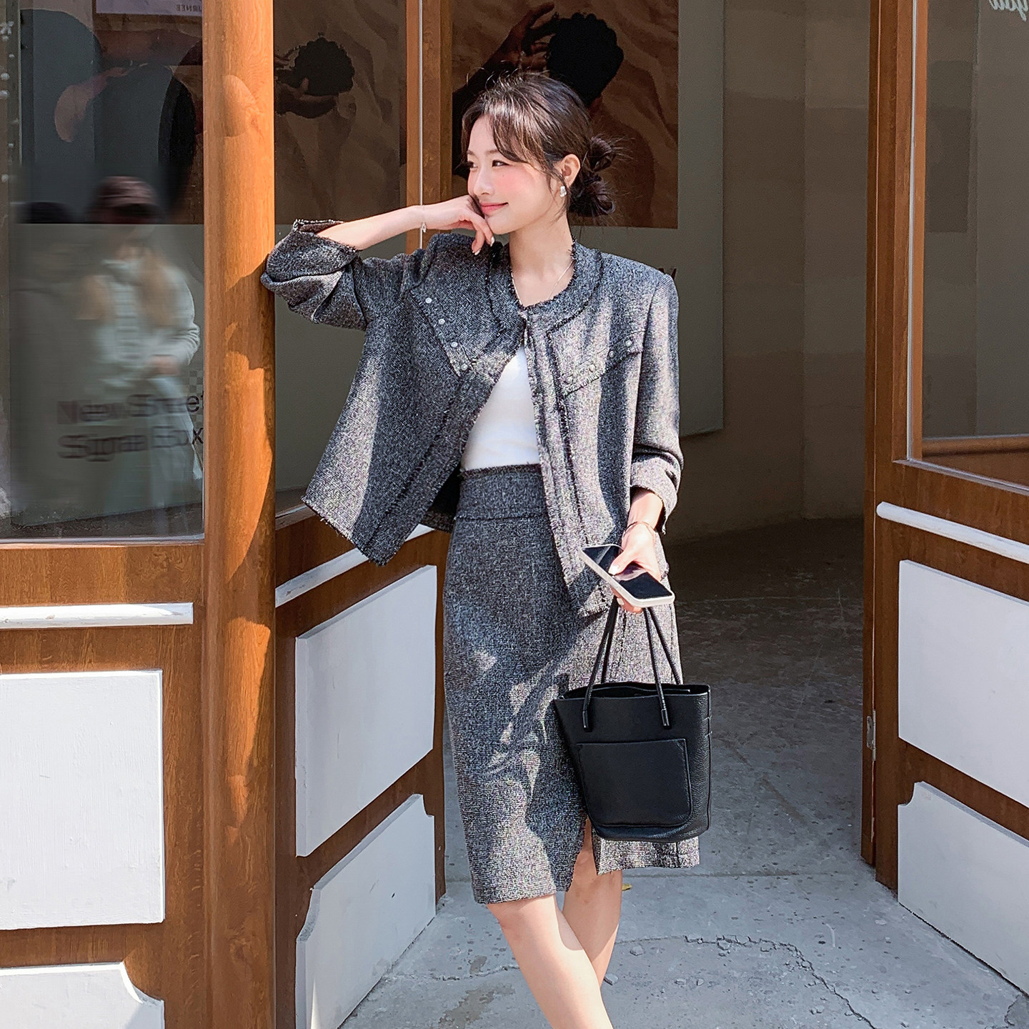 新品小香风外套半身裙两件套2C139-6805-P195-K318,女装套装/套裙,2C139