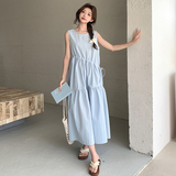 独特漂亮蓝色无袖连衣裙女夏2025年新款超好看高级温柔风背心长裙，女装连衣裙，2C139