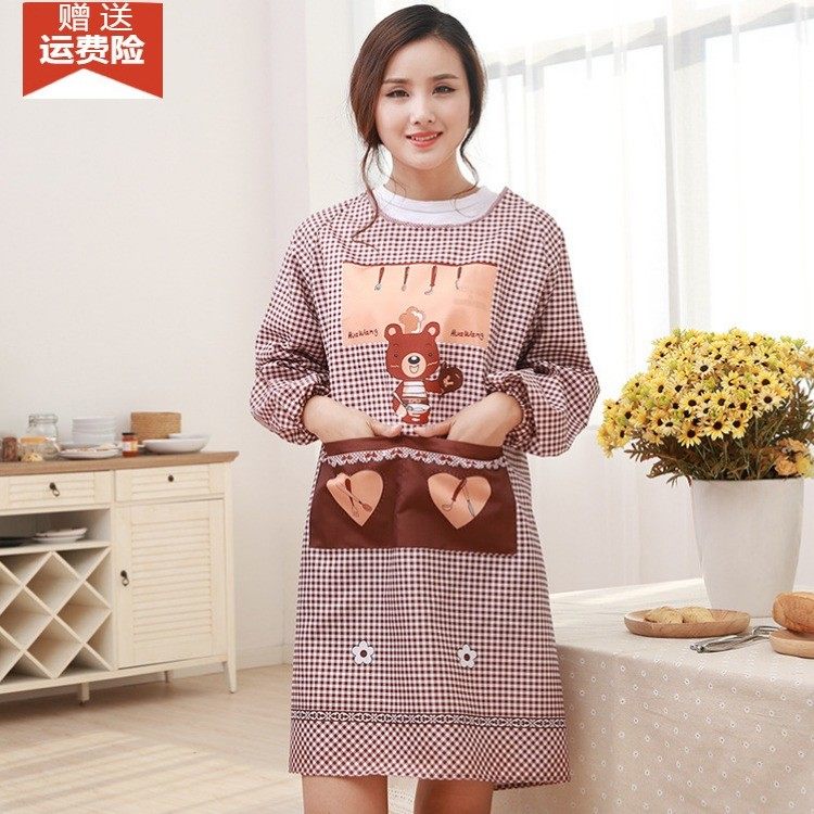 时尚薄款透气围裙不粘毛可爱女工作服厨房家用有袖防油污大人罩衣,家庭/个人清洁工具,围裙,淘宝优惠券,粉丝福利购,淘宝优惠卷