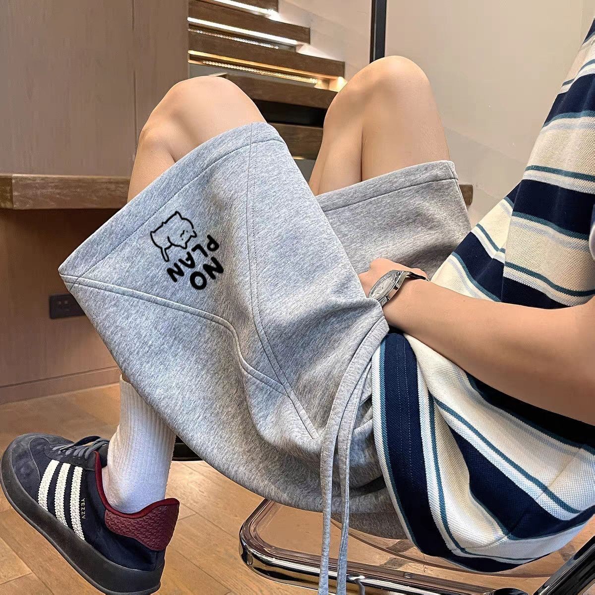 夏季薄款拼接短裤男女学生宽松百搭薄款五分休闲裤大码潮流沙滩裤