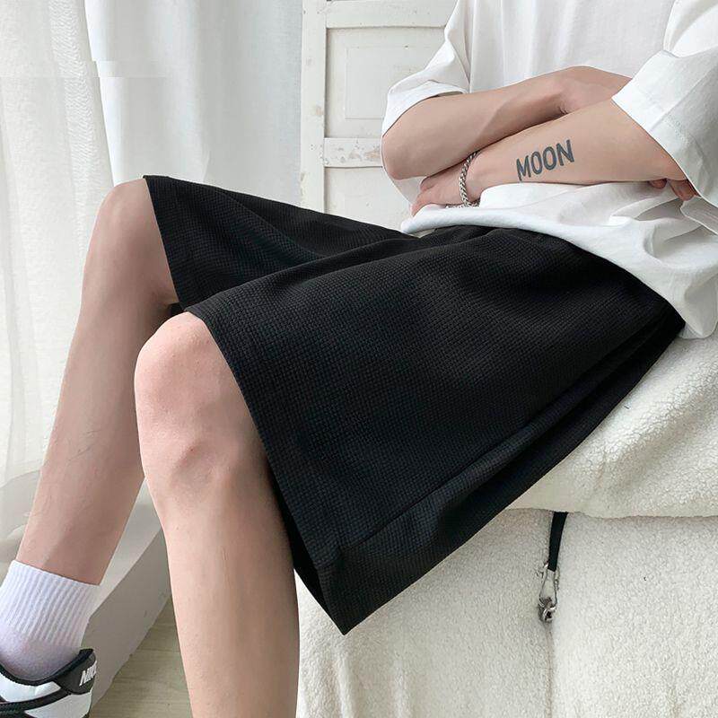 华夫格短裤男夏季日系潮牌宽松五分裤港风ins潮流休闲女装沙滩裤