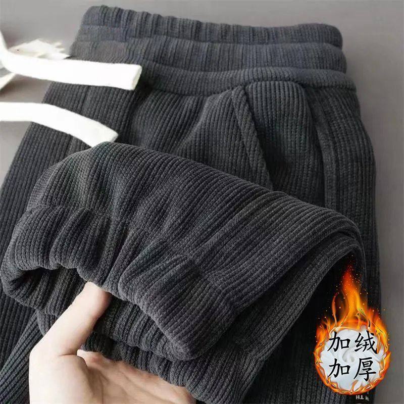 秋冬季新款加绒加厚灯芯绒裤子男女生百搭束脚裤ins潮流宽松卫裤