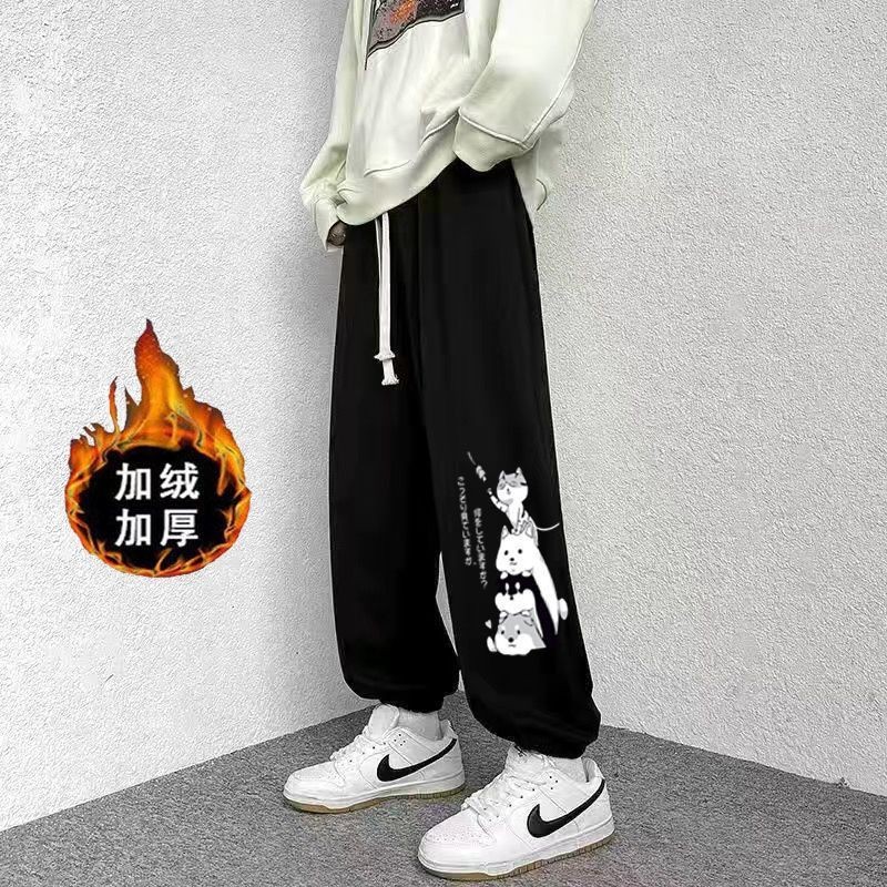 秋冬款加绒加厚运动裤子男女款ins潮流宽松百搭外穿束脚休闲卫裤