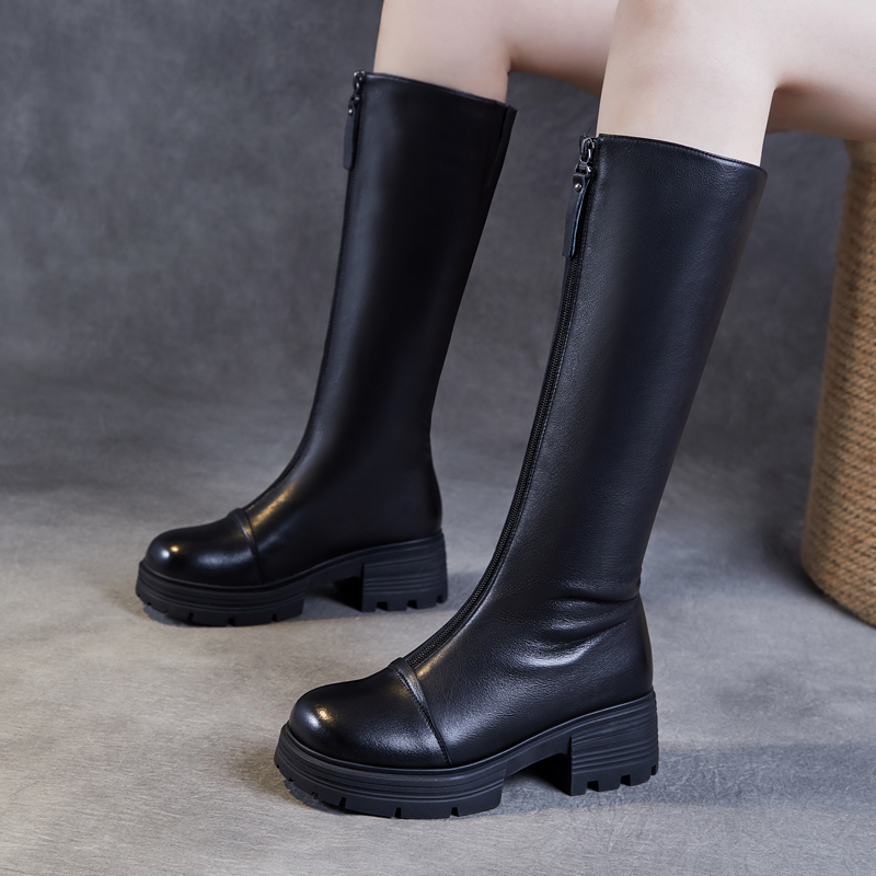 真皮长筒马丁靴骑士靴