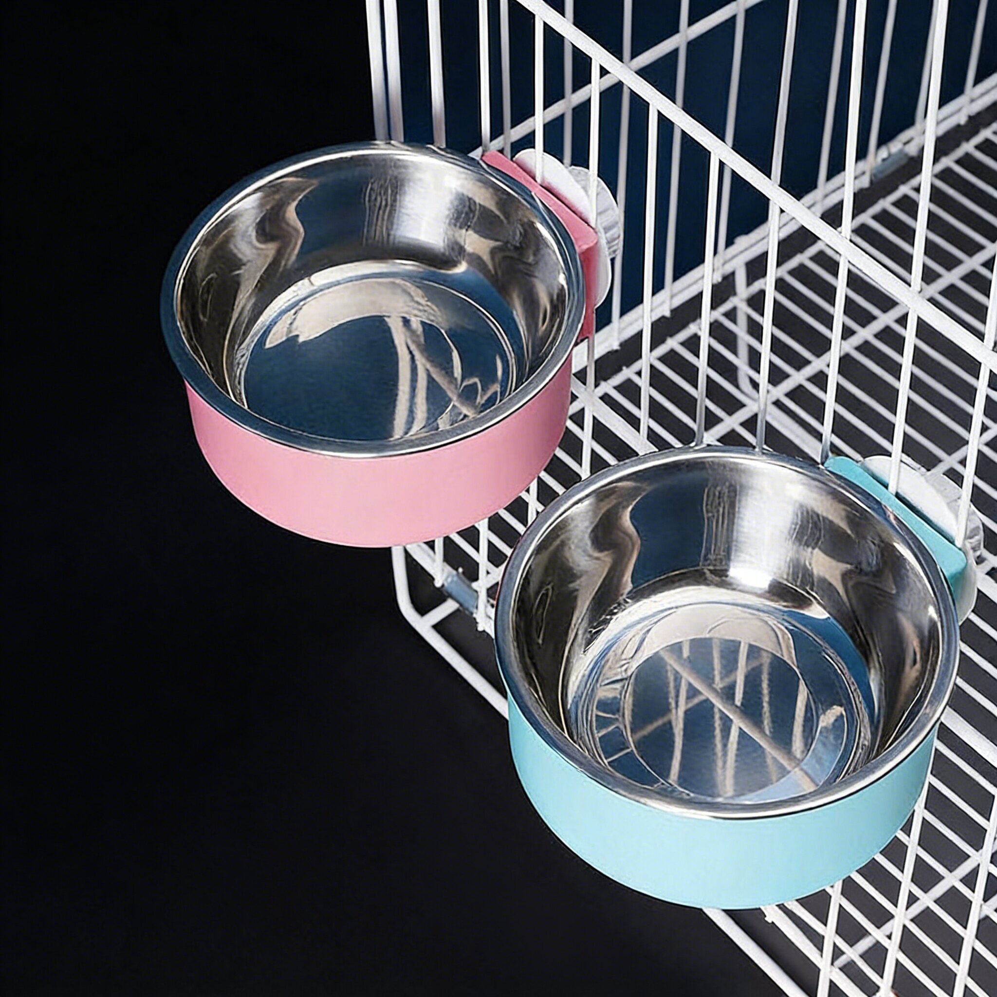 宠物食盆不锈钢猫粮盆猫碗单碗固定挂笼狗碗悬挂式喝水碗狗狗用品