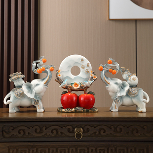 新中式复古客厅酒柜玄关电视柜招财大象一对象摆件家居装饰品摆设