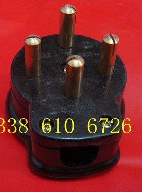 电动机插头 胶木 4X32A   4个脚 圆脚   32A  黑色 4X30A  3相4线