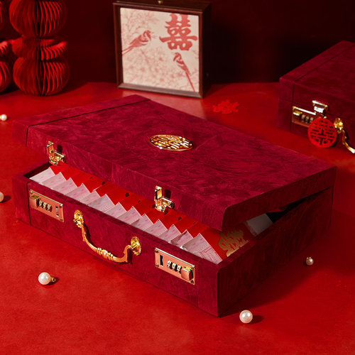 订婚彩礼现金礼盒密码锁