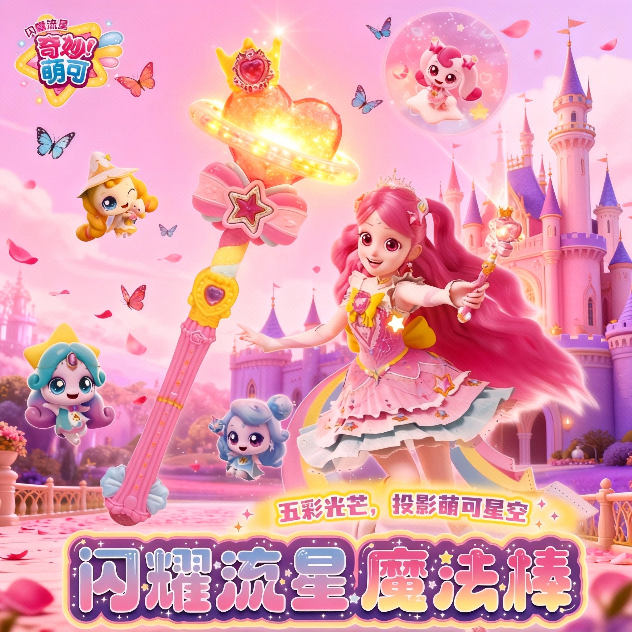 奇妙萌可第六季七闪耀流星魔法棒女孩3到6岁儿童发光梦珂公主玩具