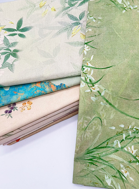 加密棉麻布料桌布布艺田园碎花绿色轻奢高级感长方形餐桌布茶几布